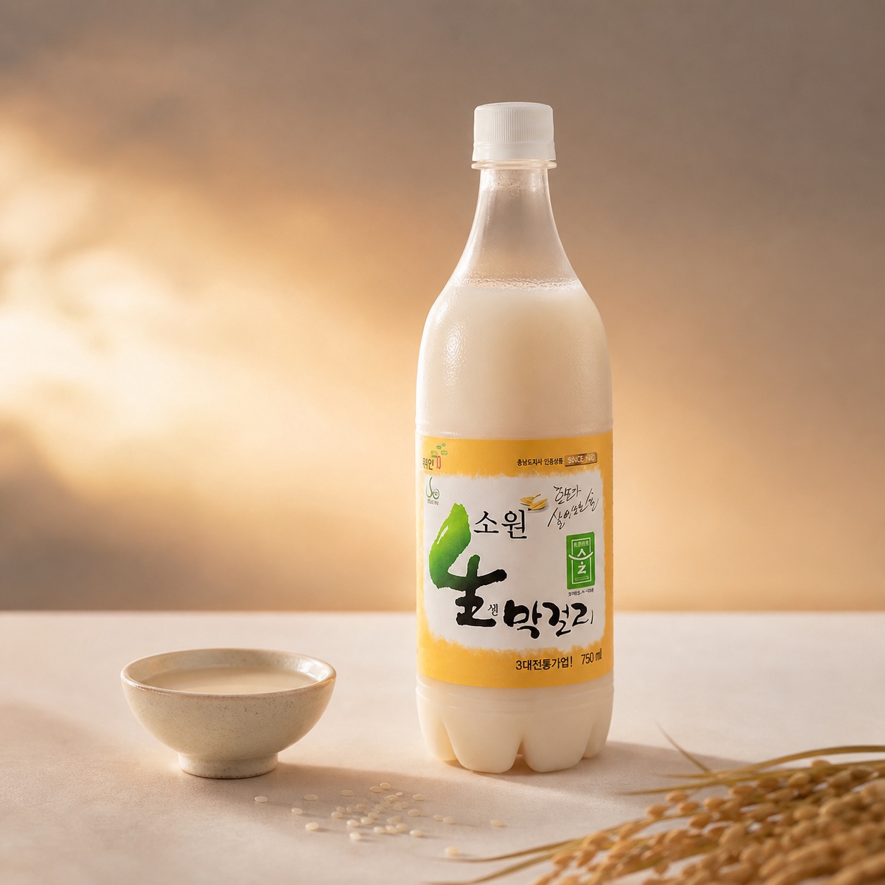 소원 생막걸리 제품 이미지: 공개된 병을 참고해 만든 편집 콘셉트